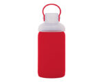 CILINDRO DE VIDRIO BOROSILICATO 550 ML. SILY A2469 ROJO (CILINDRO: VIDRIO BOROSILICATO -- FUNDA: SILICÓN - A2469.04 -  ARTICULOS PROMOCIONALES)