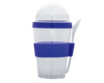 VASO DOBLE PARED DE PLASTICO CON CUCHARA FROYO A2653 AZUL (PLÁSTICO AS - SILICÓN - A2653.09 -  ARTICULOS PROMOCIONALES)