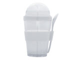 VASO DOBLE PARED DE PLASTICO CON CUCHARA FROYO A2653 BLANCO (PLÁSTICO AS - SILICÓN - A2653.01 -  ARTICULOS PROMOCIONALES)