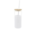 CILINDRO DE BOROSILICATO 500 ML. GLORY A2855 BLANCO (CILINDRO: BOROSILICATO - BAMBÚ -- FUNDA: SILICÓN - A2855.01 -  ARTICULOS PROMOCIONALES)