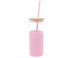 CILINDRO DE BOROSILICATO 500 ML. GLORY A2855 ROSA (CILINDRO: BOROSILICATO - BAMBÚ -- FUNDA: SILICÓN - A2855.05 -  ARTICULOS PROMOCIONALES)