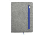 LIBRETA CON CIERRE ZIPPER A2922 AZUL (POLIÉSTER Y PAPEL - A2922.09 -  ARTICULOS PROMOCIONALES)