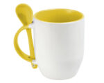 TAZA BICOLOR DE SUBLIMACIÓN CON CUCHARA SUB4716 MAGGIE AMARILLO (CERÁMICA - A160095 -  ARTICULOS PROMOCIONALES)