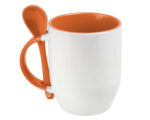TAZA BICOLOR DE SUBLIMACIÓN CON CUCHARA SUB4716 MAGGIE NARANJA (CERÁMICA - A160092 -  ARTICULOS PROMOCIONALES)