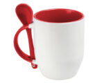 TAZA BICOLOR DE SUBLIMACIÓN CON CUCHARA SUB4716 MAGGIE ROJO (CERÁMICA - A160091 -  ARTICULOS PROMOCIONALES)