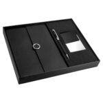 SET GOYAN NEGRO 62200 N (CURPIEL LIBRETA - ACERO INOXIDABLE BOLÍGRAFO - METAL TARJETERO) - Imagen 2