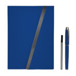 HL 9041 A - SET DE LIBRETA JINSEI AZUL (AZUL - CURPIEL Y METAL LIBRETA - ACERO INOXIDABLE BOLIGRAFO) - Imagen 3