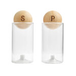 KTC 850 BE - SET DE SALERO Y PIMENTERO BENITO BEIGE (BEIGE - MADERA - VIDRIO)