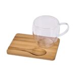 JUEGO TAZA DE CRISTAL BEIGE TAZ 051 BE (VIDRIO BOROSILICATO - BAMBÚ) - Imagen 2