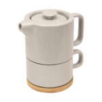 TAZ 066 BE - TAZA TETERA HUNNI BEIGE (BEIGE - CERAMICA - BAMBU)
