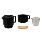 TAZ 066 N - TAZA TETERA HUNNI NEGRO (NEGRO - CERAMICA - BAMBU) - Imagen 3