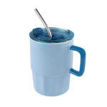 TAZ 067 A - TAZA CORALINE AZUL (AZUL - CERAMICA - PLASTICO - ACERO INOXIDABLE)