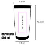 VASO DE ACERO INOXIDABLE CLASSIC 600ML (TEC171-U) NEGRO - Imagen 3