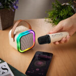 Z 020 BE - BOCINA KARAOKE IDOL (BEIGE - PLASTICO - METAL - CURPIEL) - Imagen 4